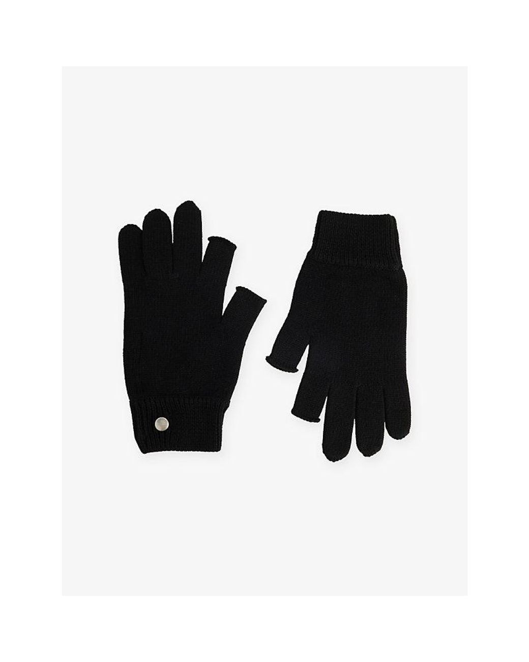 Rick Owens Black Touchscreen Knitted Wool Gloves for men