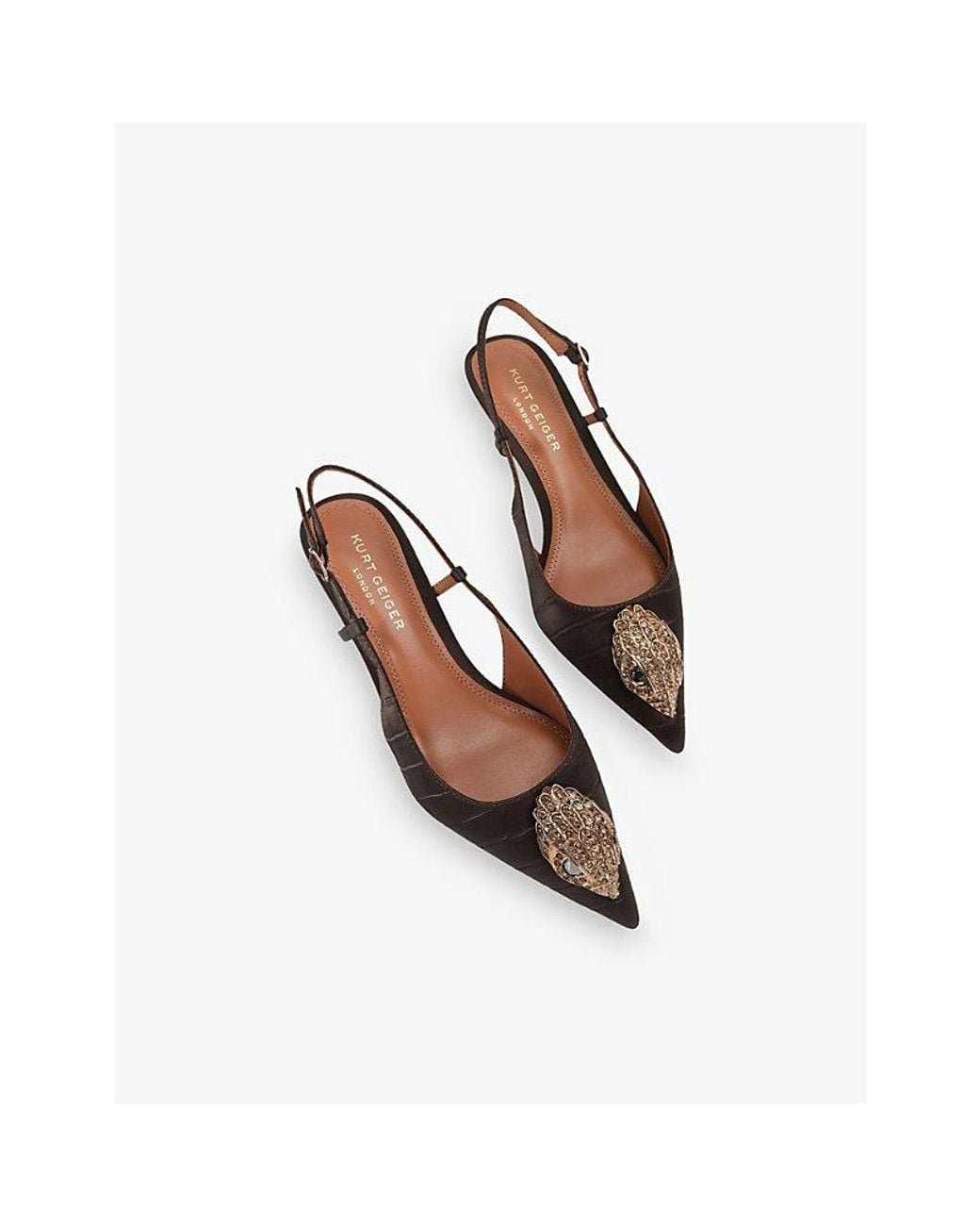 Kurt Geiger Brown Belsize 40 Satin Heeled Slingback Courts