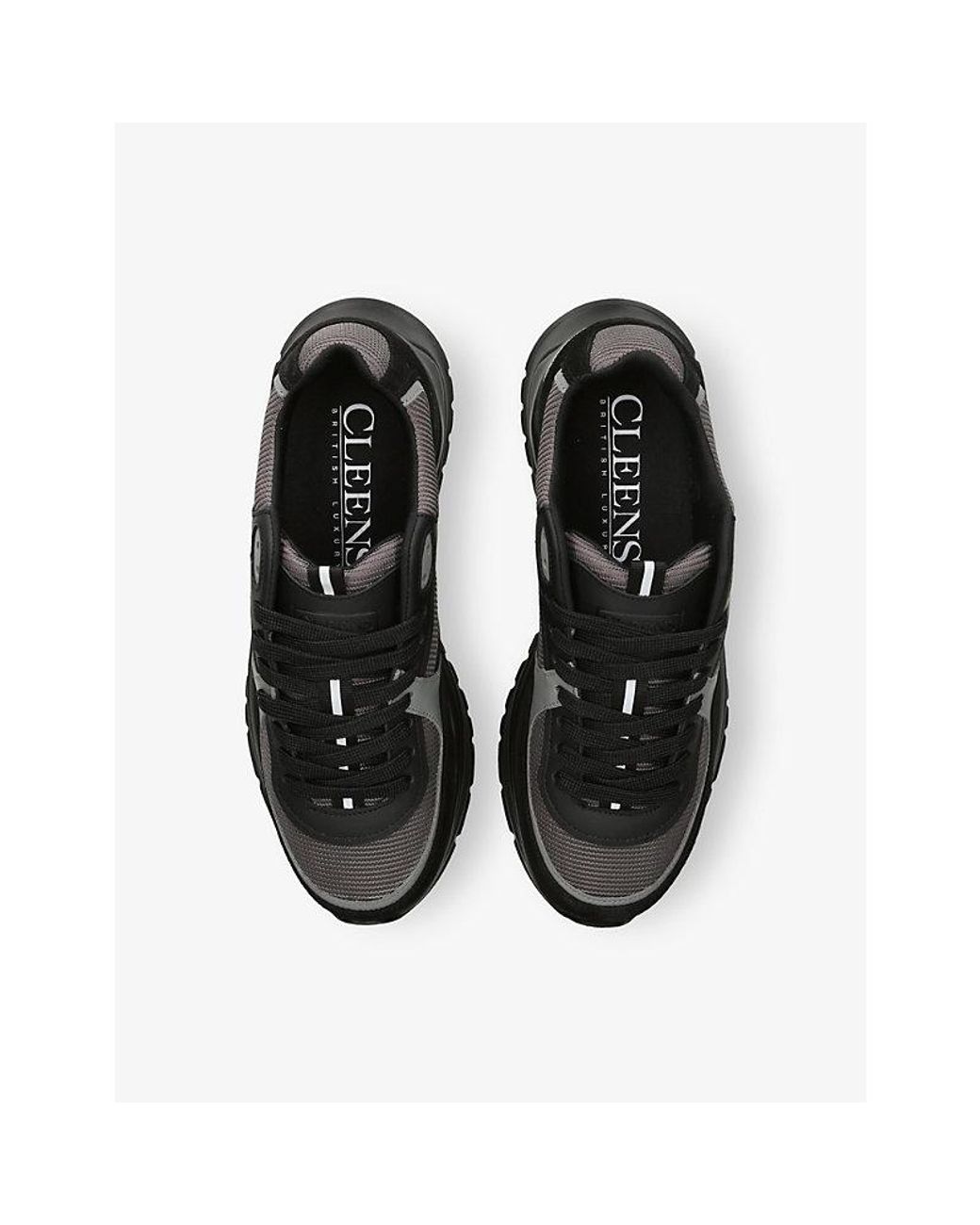 Cleens Black Onesixty Runner Suede And Mesh Trainers for men