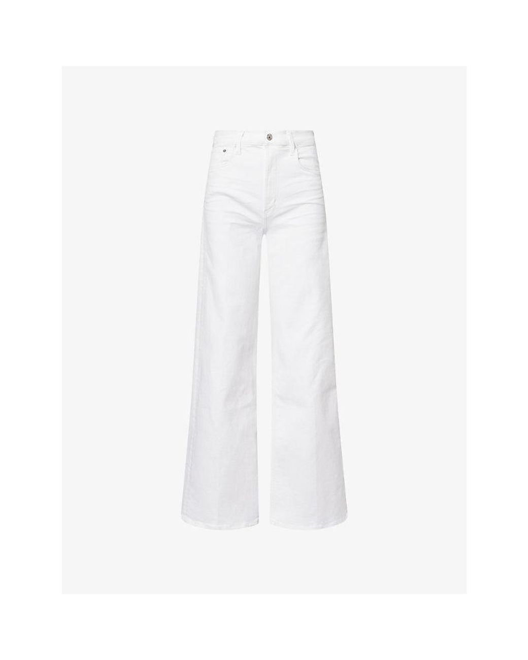 Citizens of Humanity White Lyra Long Wide-Leg Denim Jeans
