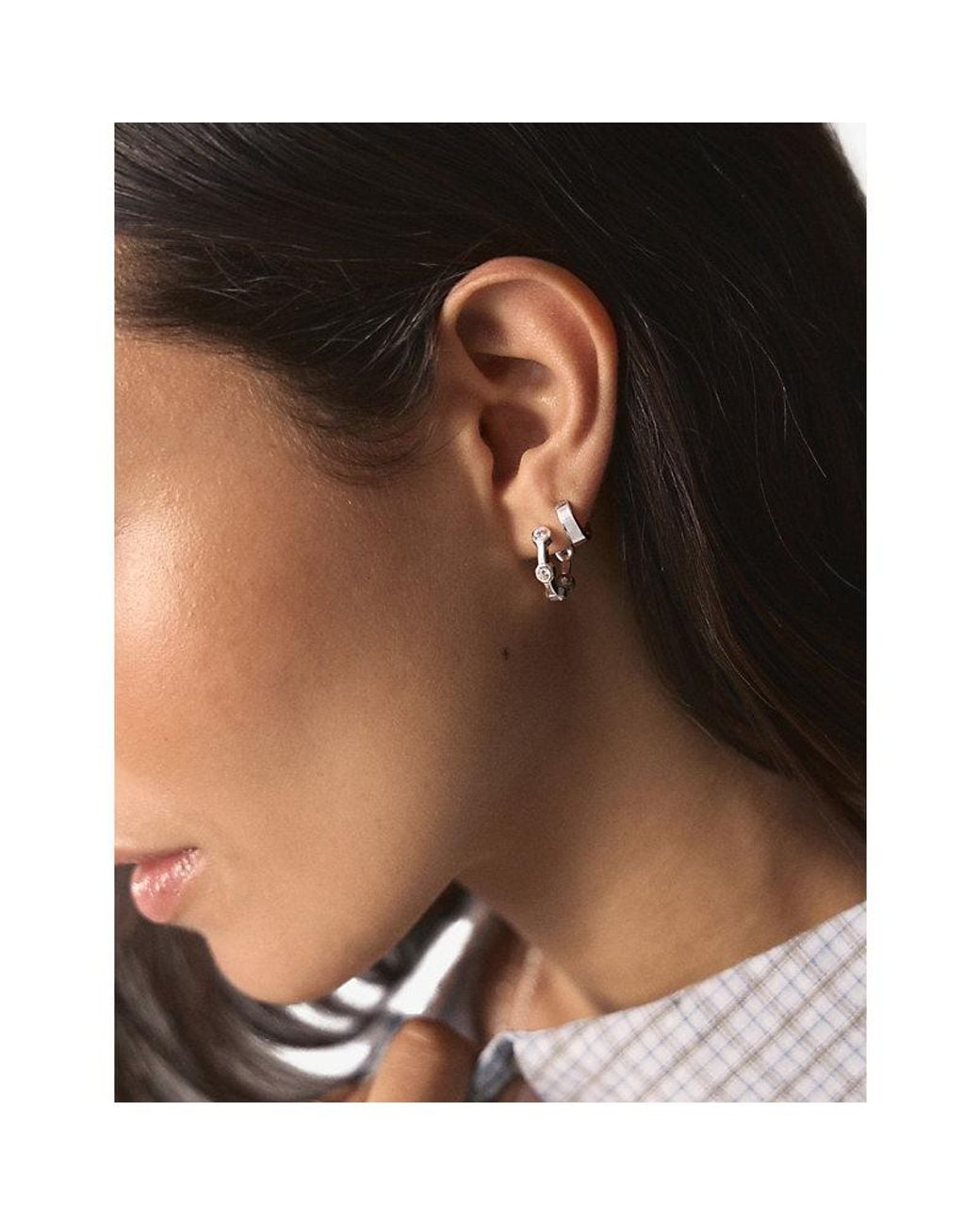Missoma White Lucy Williams Tennis Small Sterling- Plated Brass Hoop Earrings