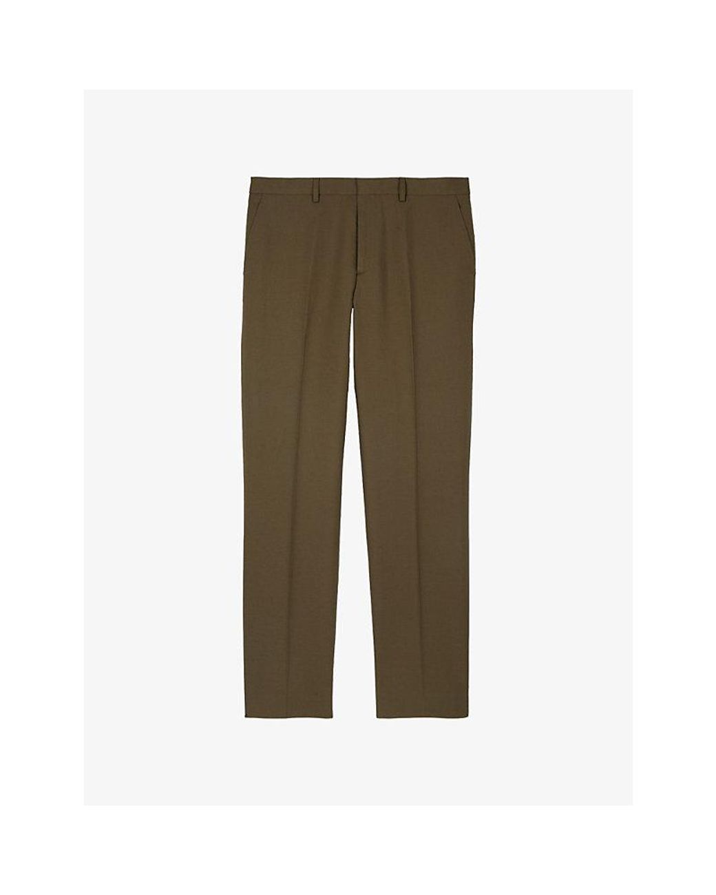 The Kooples Green Straight Regular-Fit Cotton And Linen-Blend Trousers for men