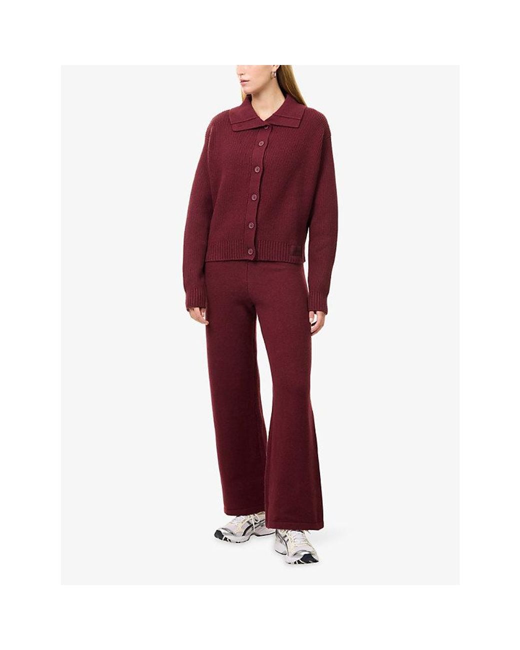 ADANOLA Funnel-Neck Collared Cotton-Knit Cardigan