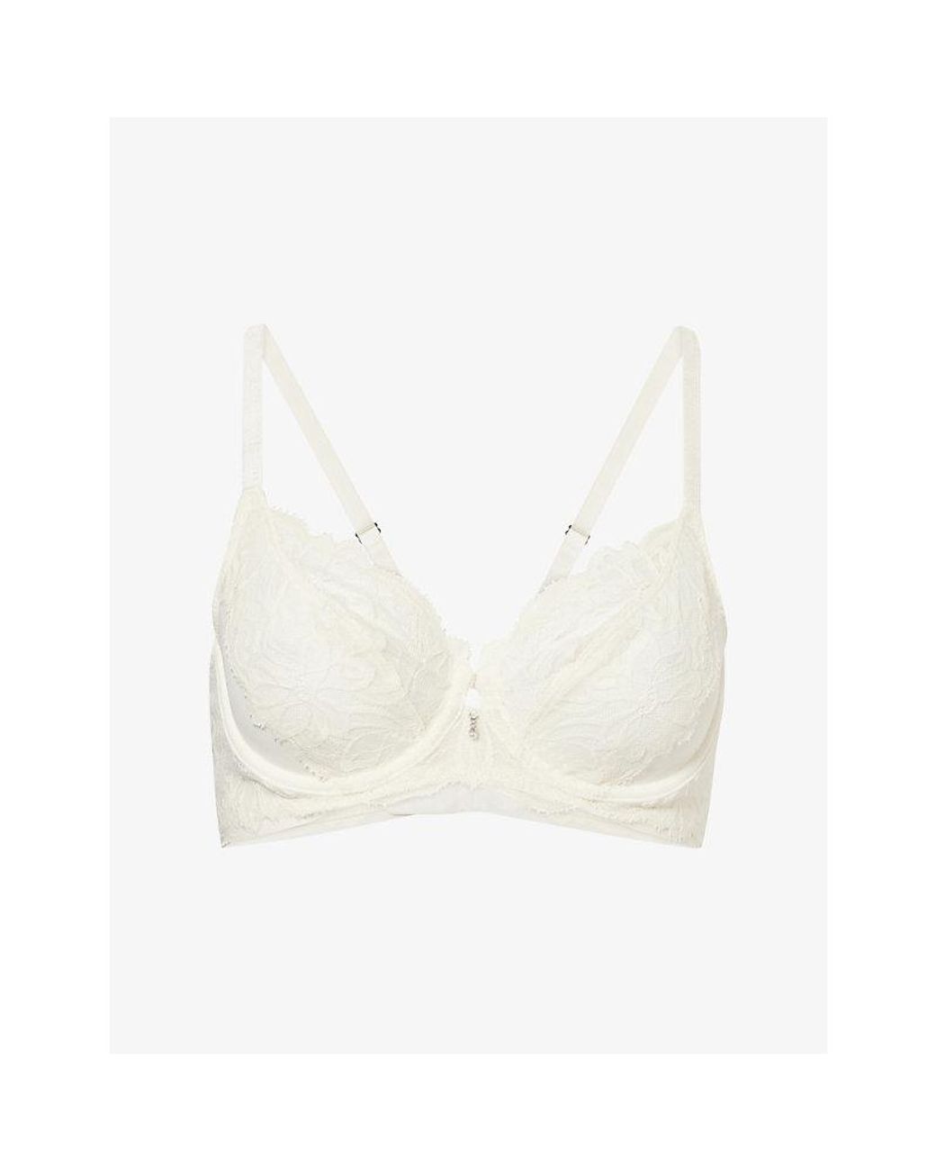 Wacoal White Abellia Classic Underwire Stretch-Lace Bra