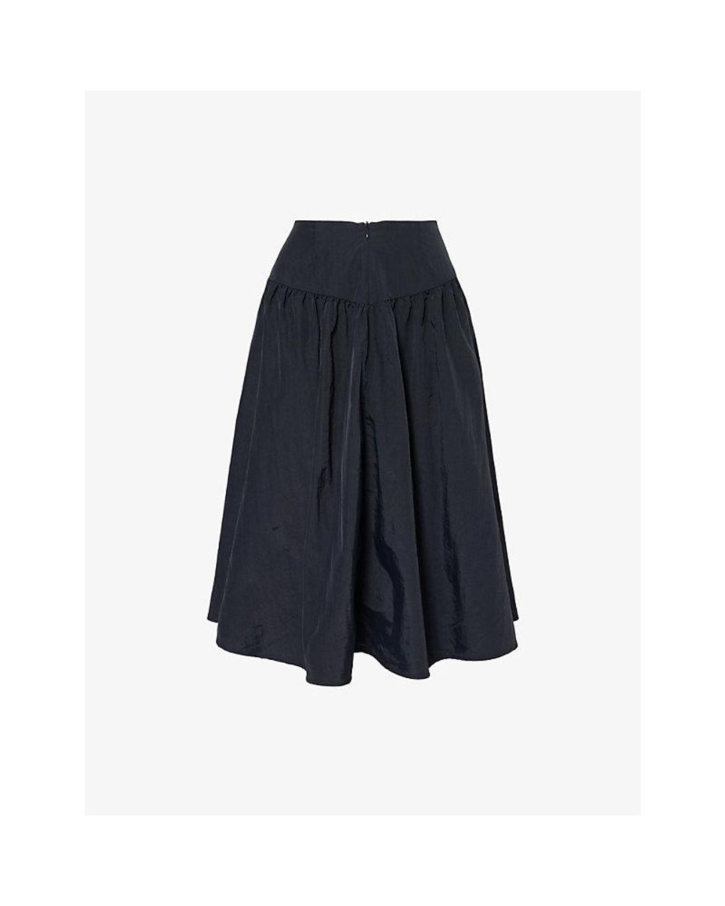 Peachy Den Blue Deba Zipped Midi Skirt