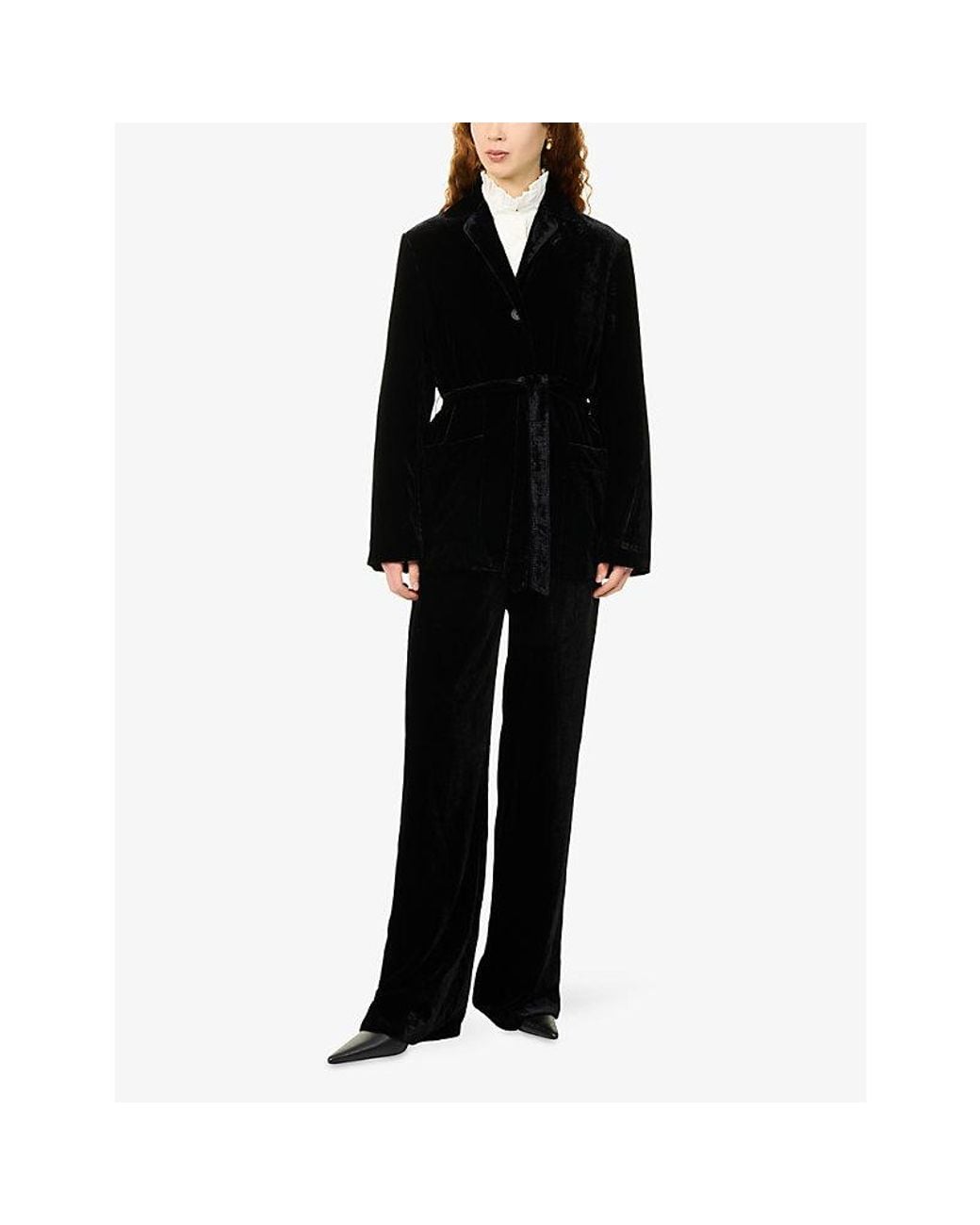Weekend by Maxmara Black Belted Velvet Jacket