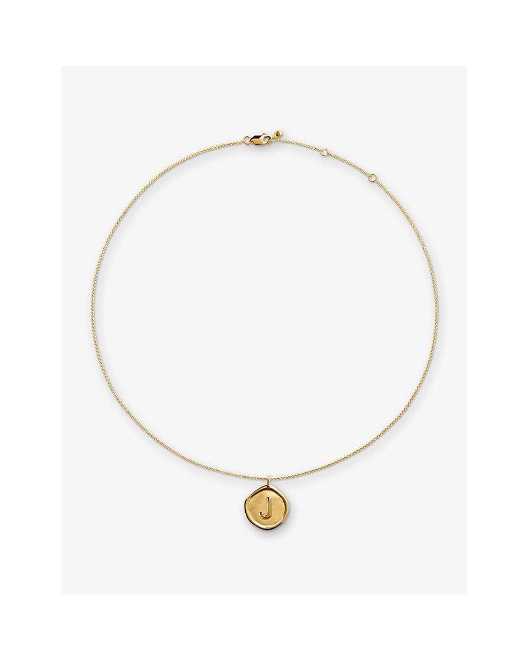 Monica Vinader Metallic Initial J Stamp 18Ct Vermeil Necklace