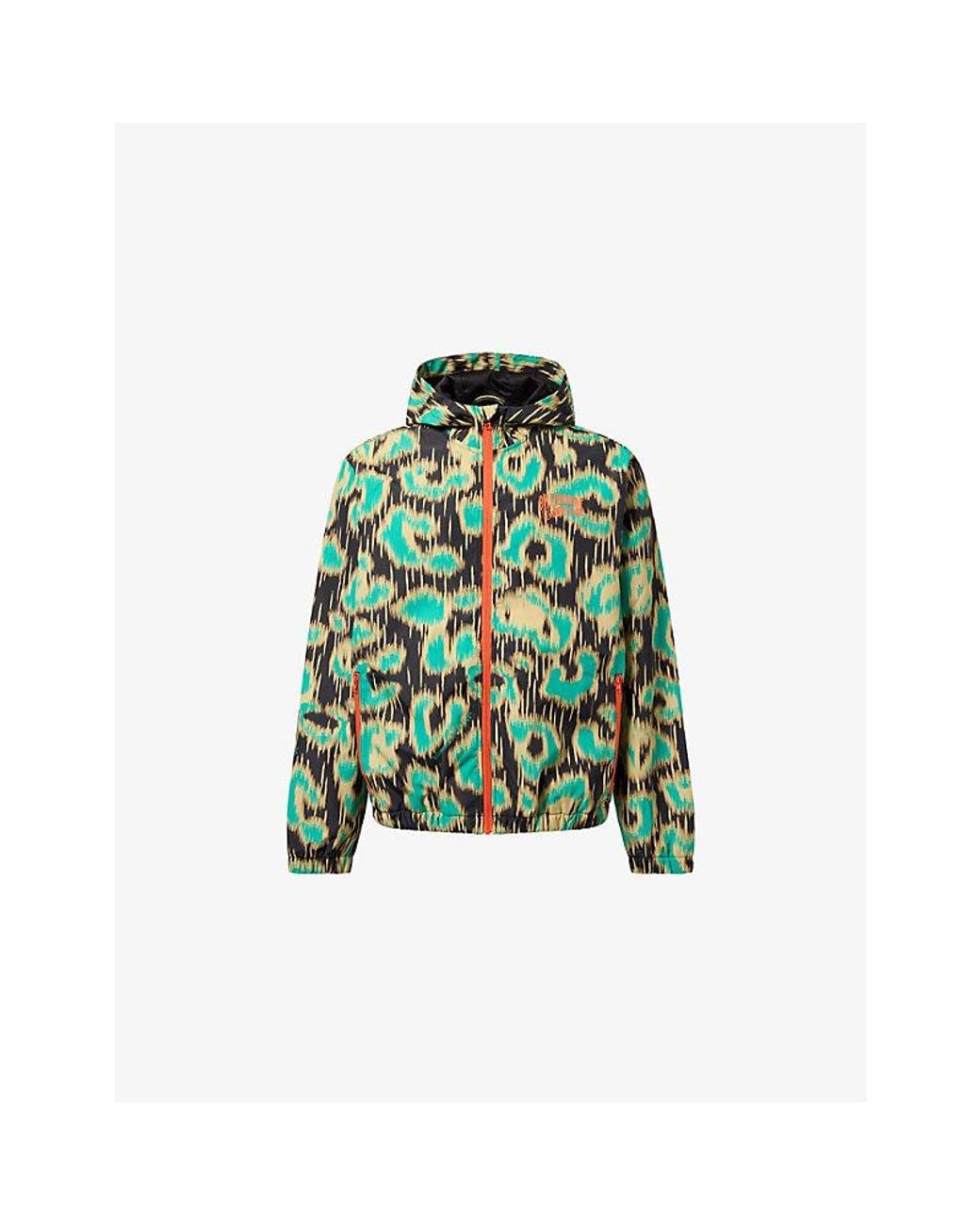 BBCICECREAM Green Leopard Camo Hooded Shell Jacket for men
