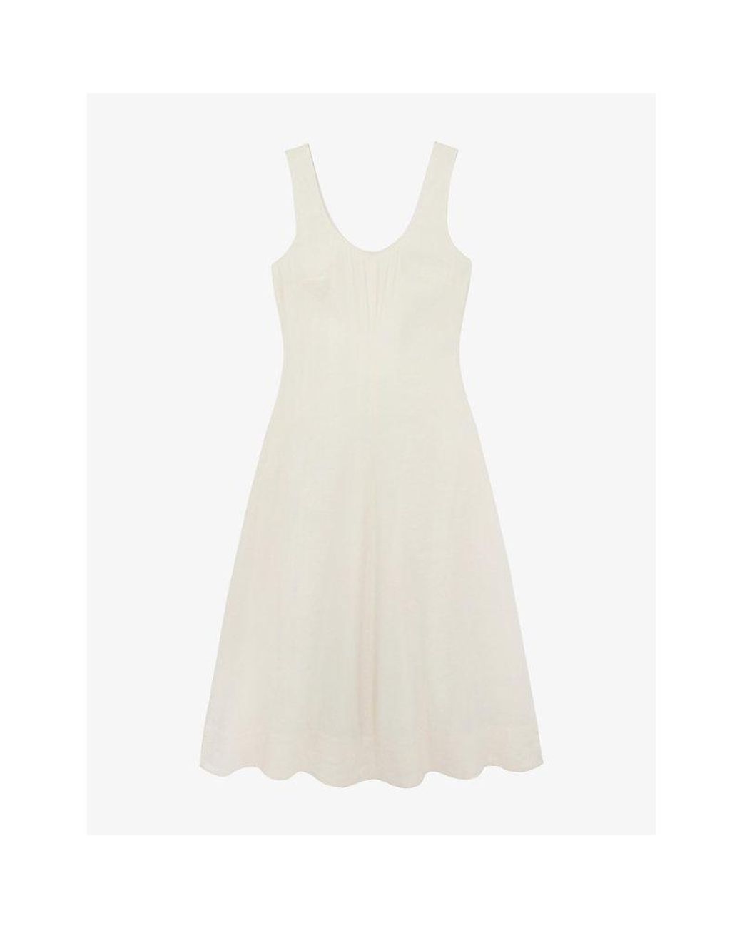 White Comp The White Company Scoop-Neck Linen-Blend Midi Dress in White | Lyst