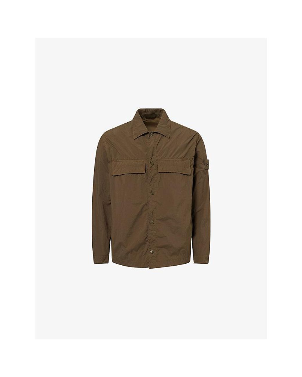 Stone Island Brown Ghost Smerigliato Brand-Patch Woven Jacket for men