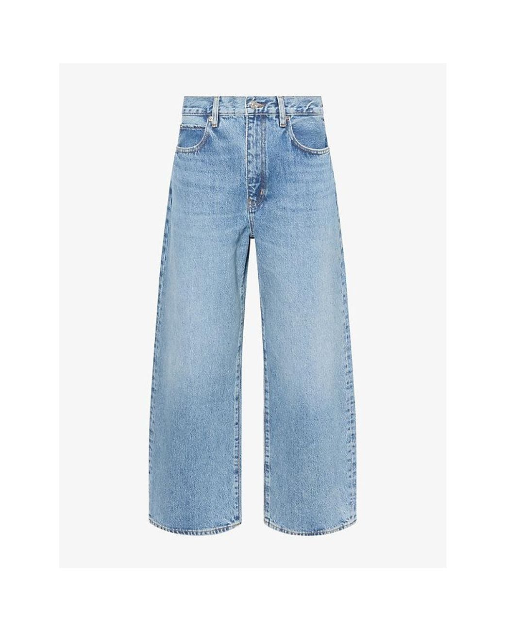 FRAME Blue The Bow Crop Wide-Leg High-Rise Denim Jeans