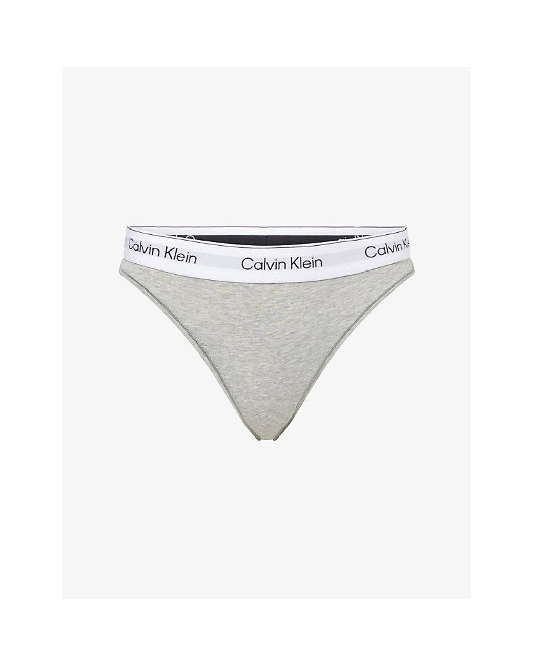 Calvin Klein White Icon Branded Cotton And Modal-Blend Tanga Briefs