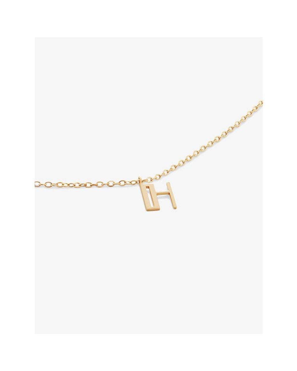 Monica Vinader White Small Letter H 14Ct- Pendant Necklace