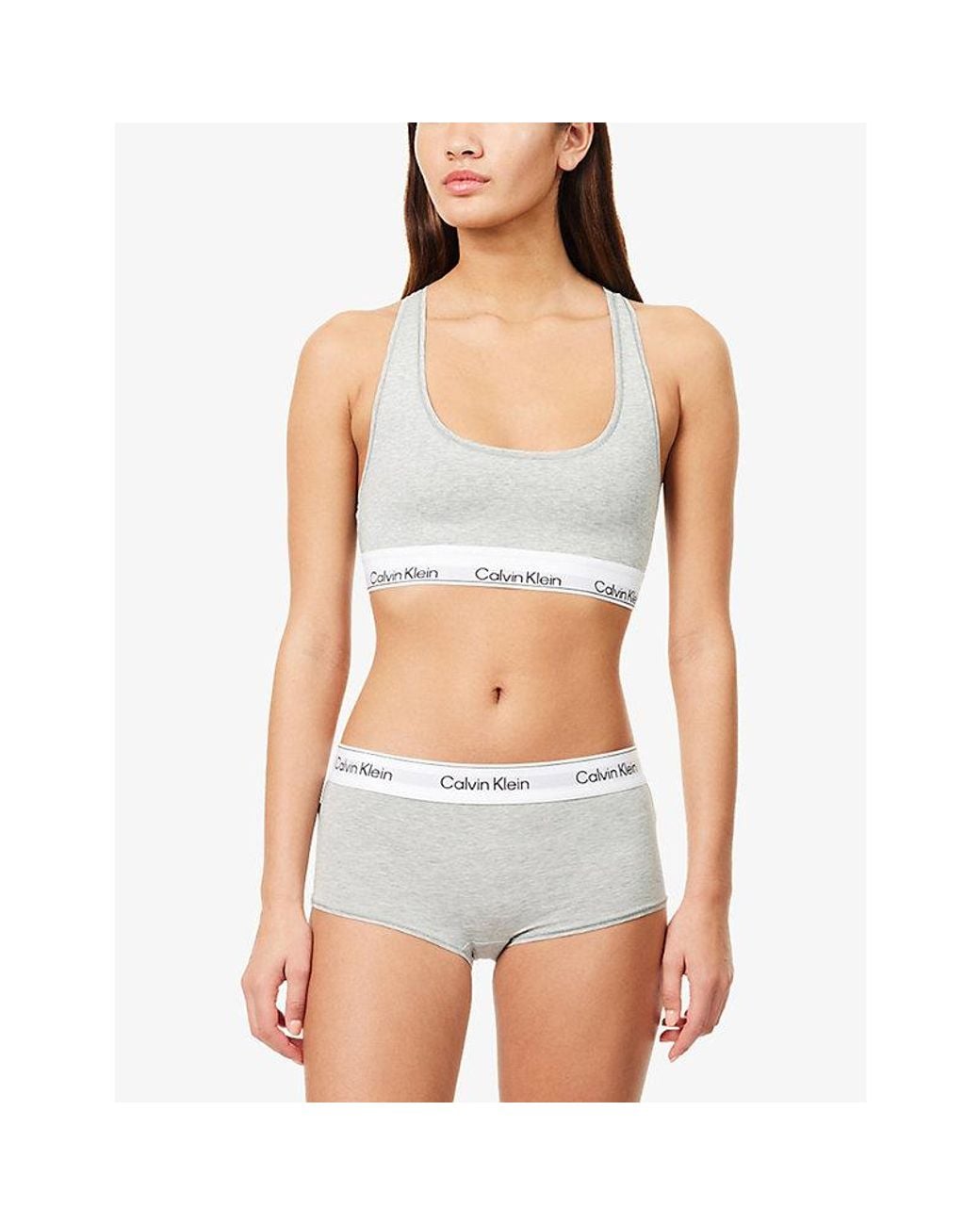 Calvin Klein White Icon Branded Cotton And Modal-Blend Bralette