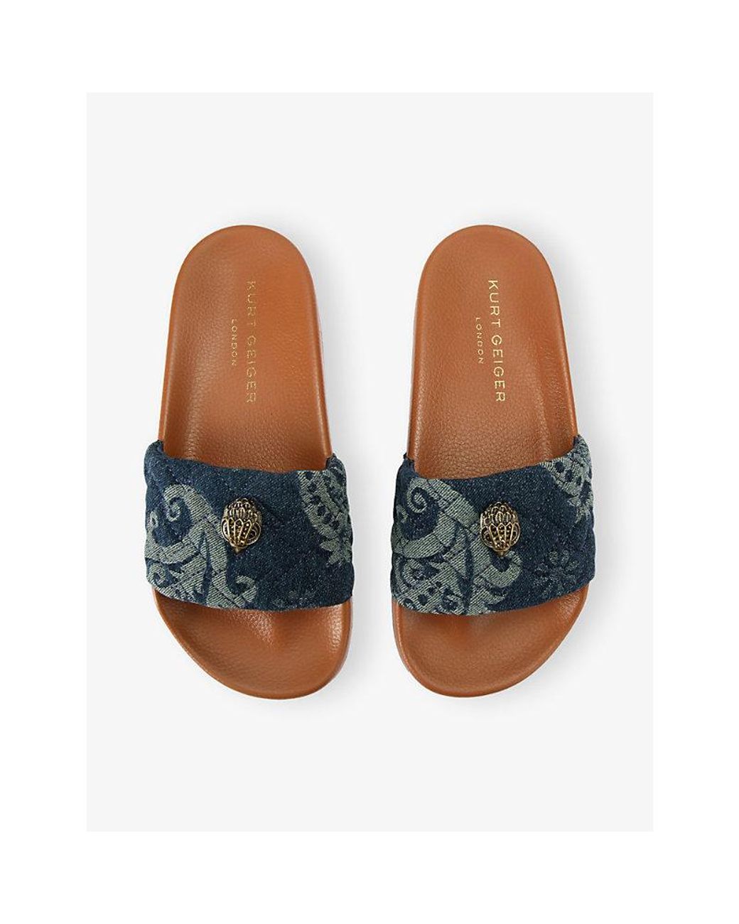 Kurt Geiger Blue Meena Eagle Denim Slides