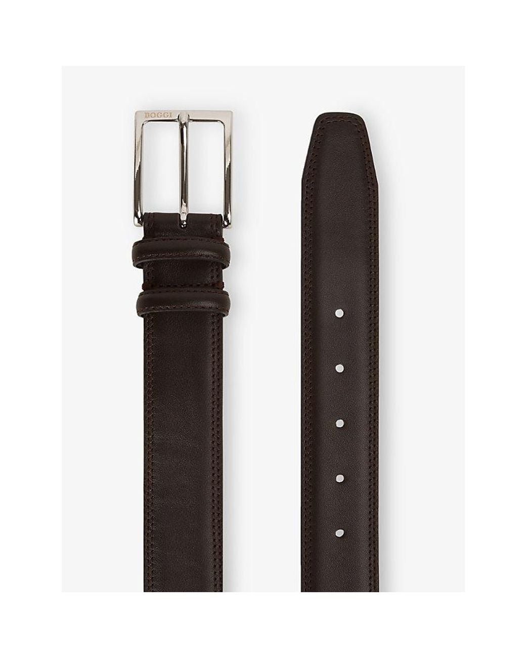 Boggi Black Branded-Buckle Leather Belt for men