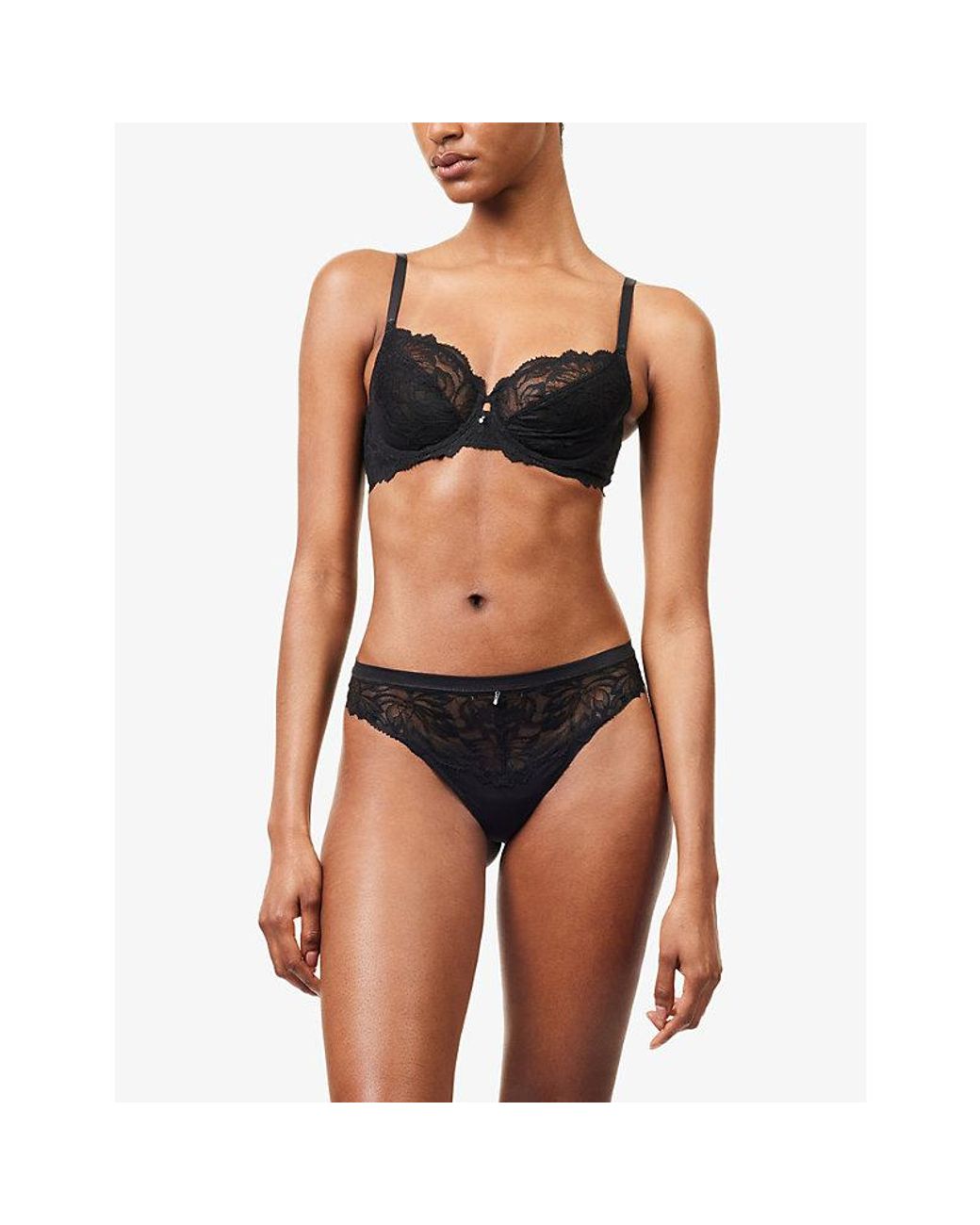 Wacoal Black Abellia Stretch-Lace Tanga Briefs