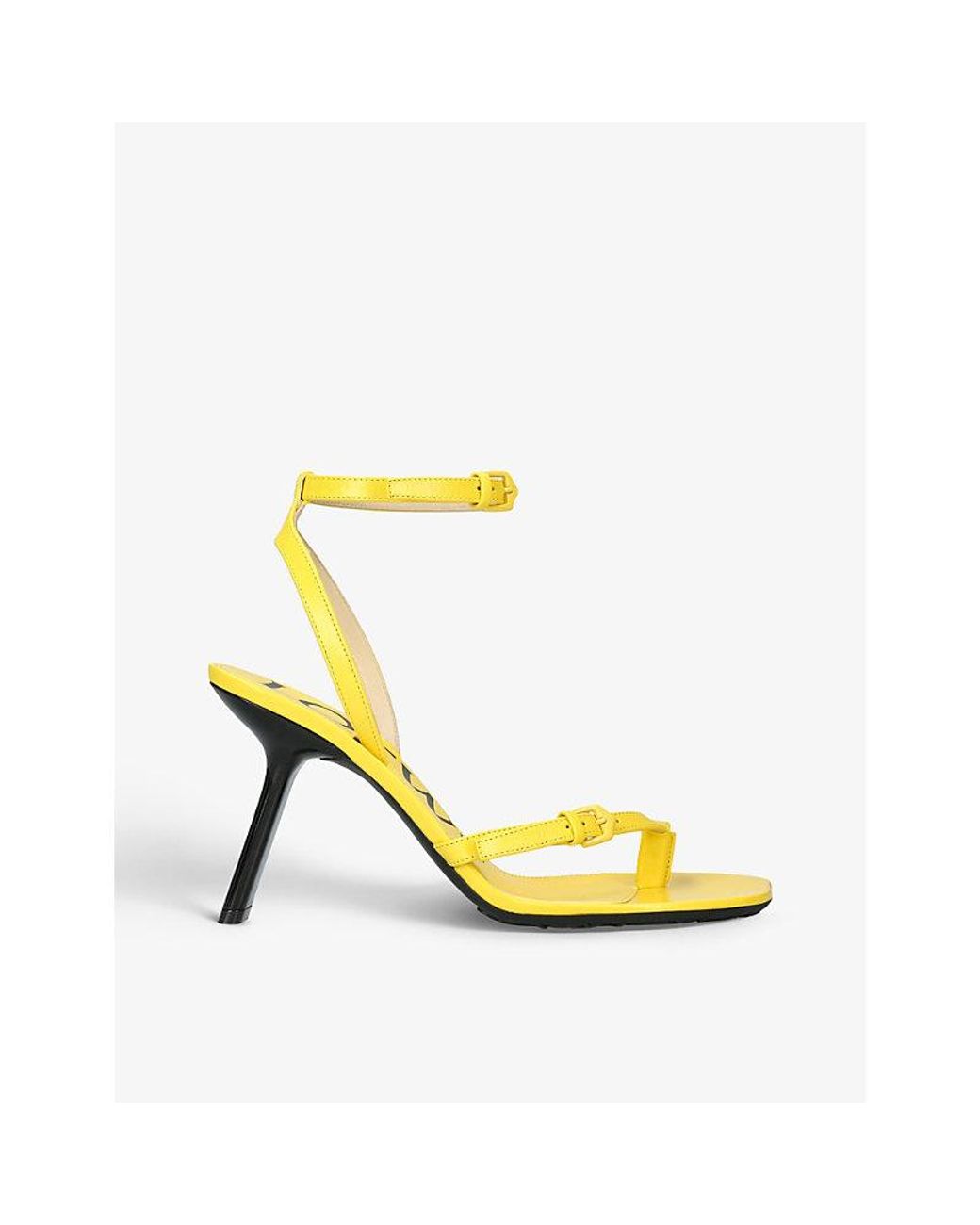 Loewe Petal Leather Heeled Sandals in Yellow | Lyst