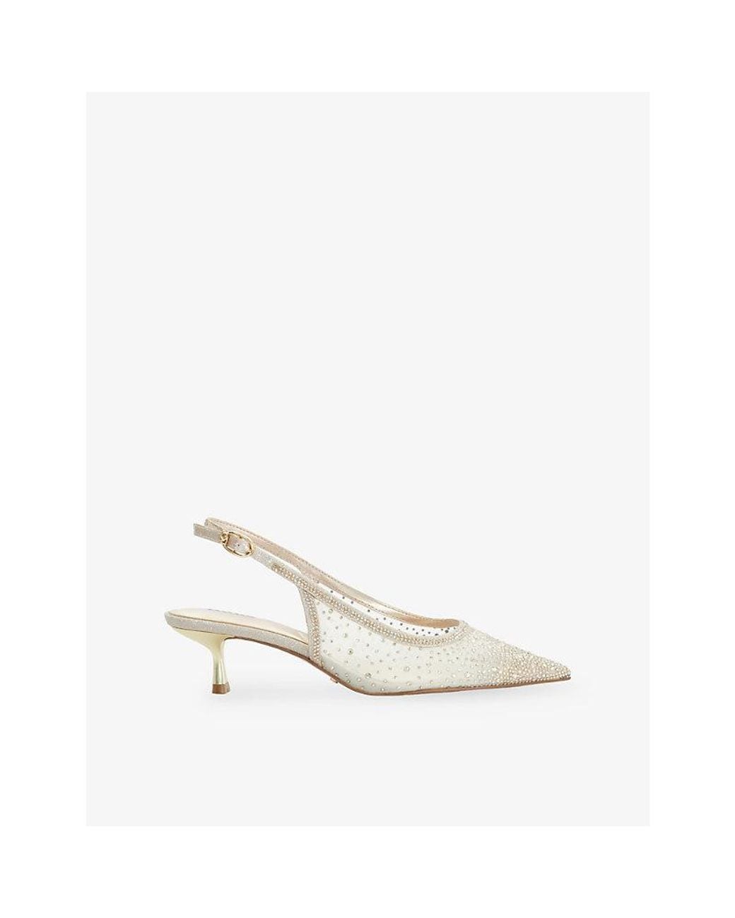Dune White Cirelle Heeled Mesh Slingback Courts