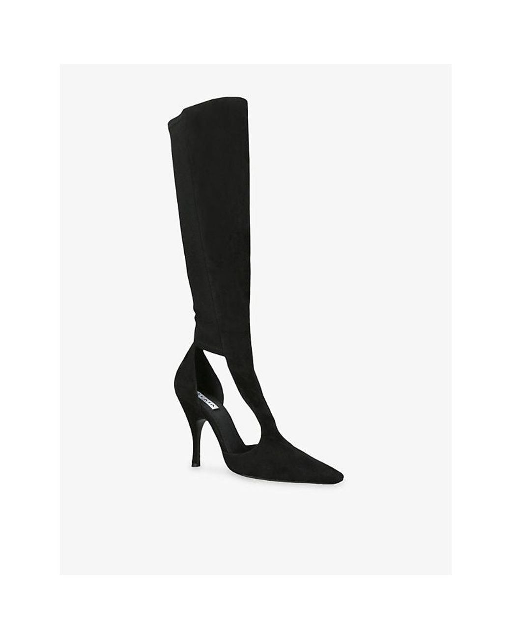 Alaïa Black Cut-Out Suede Heeled Knee-High Boots