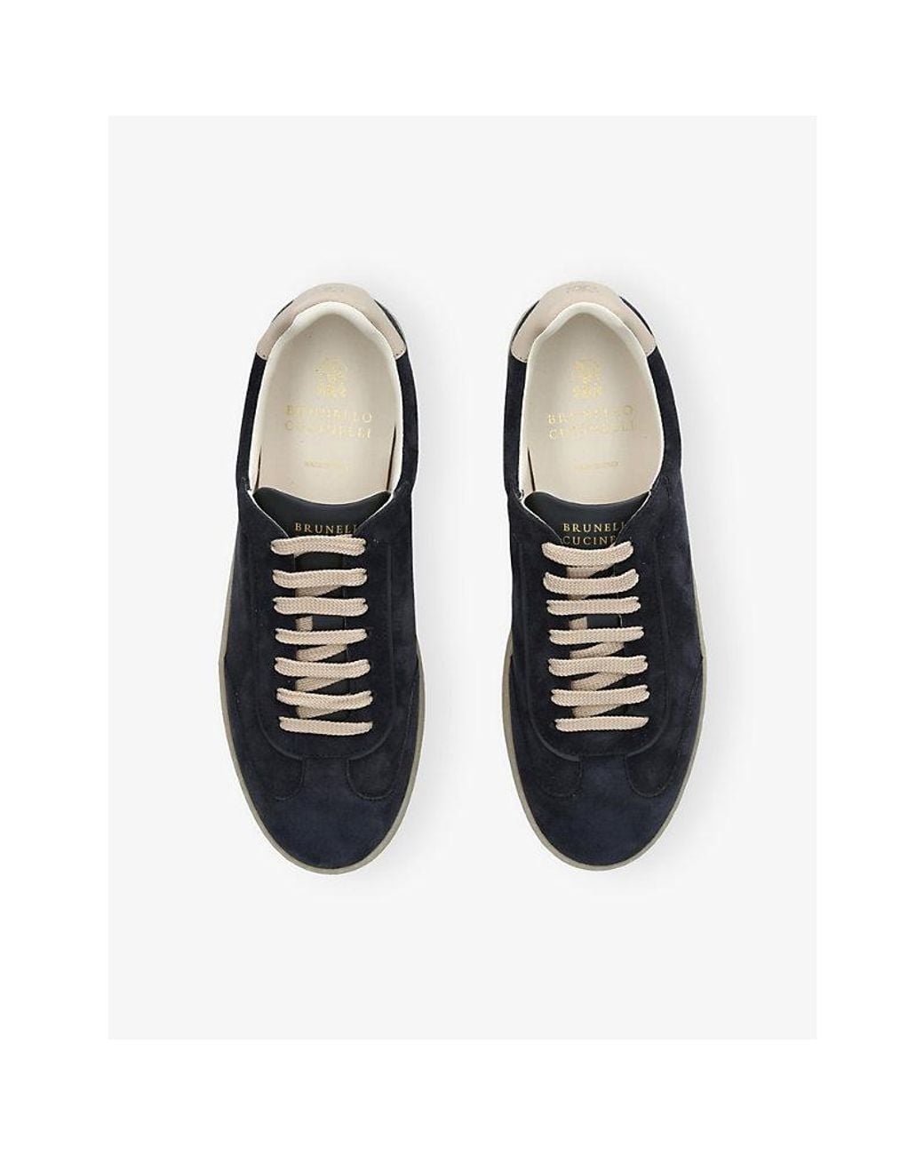 Brunello Cucinelli Blue Panelled Suede Trainers for men