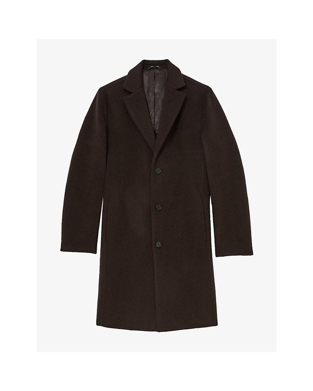 Reiss Black Knight Single-Breasted Wool-Blend Coat for men