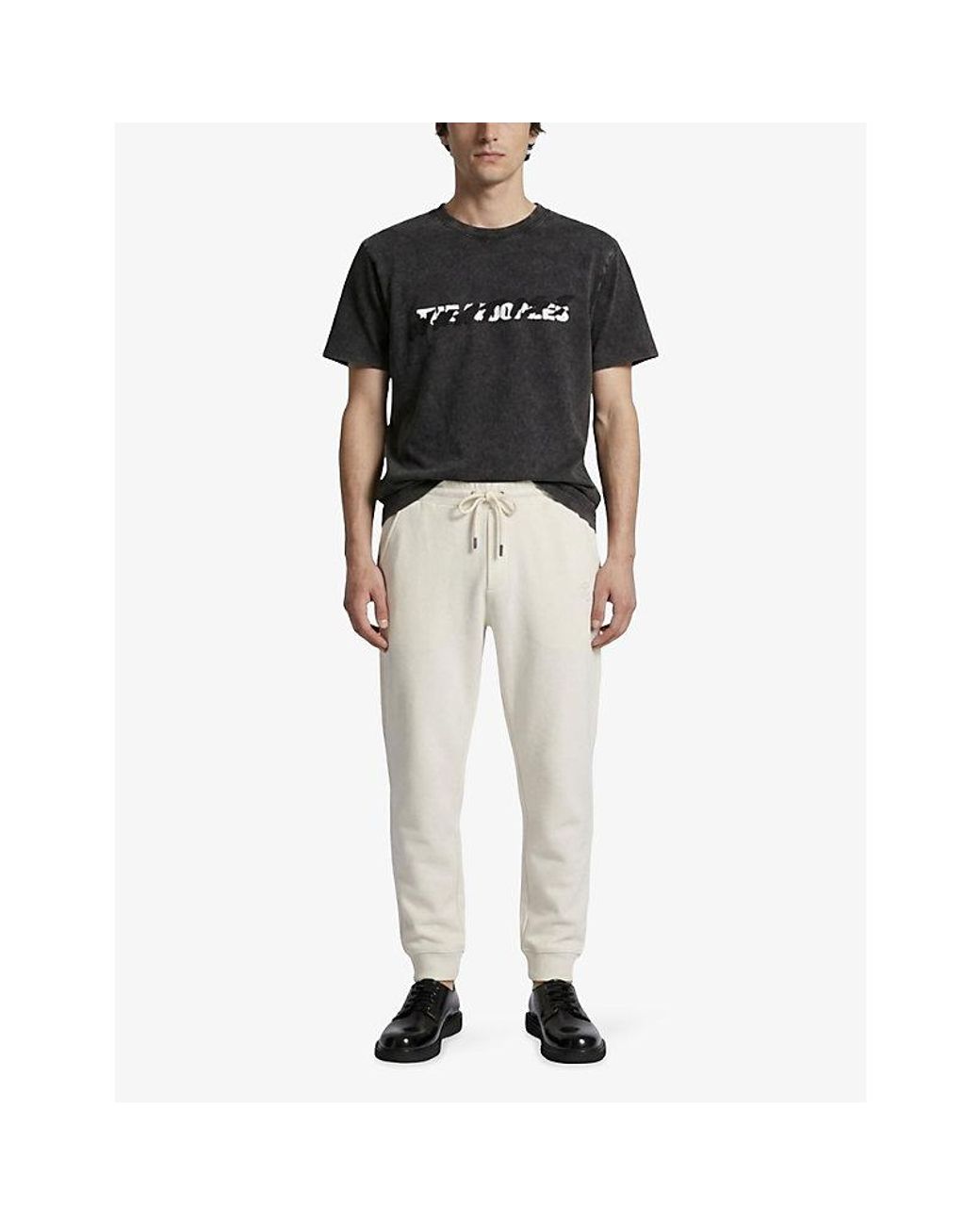 The Kooples White Logo-Embroidered Tapered-Leg Cotton-Jersey Jogging Bottoms for men