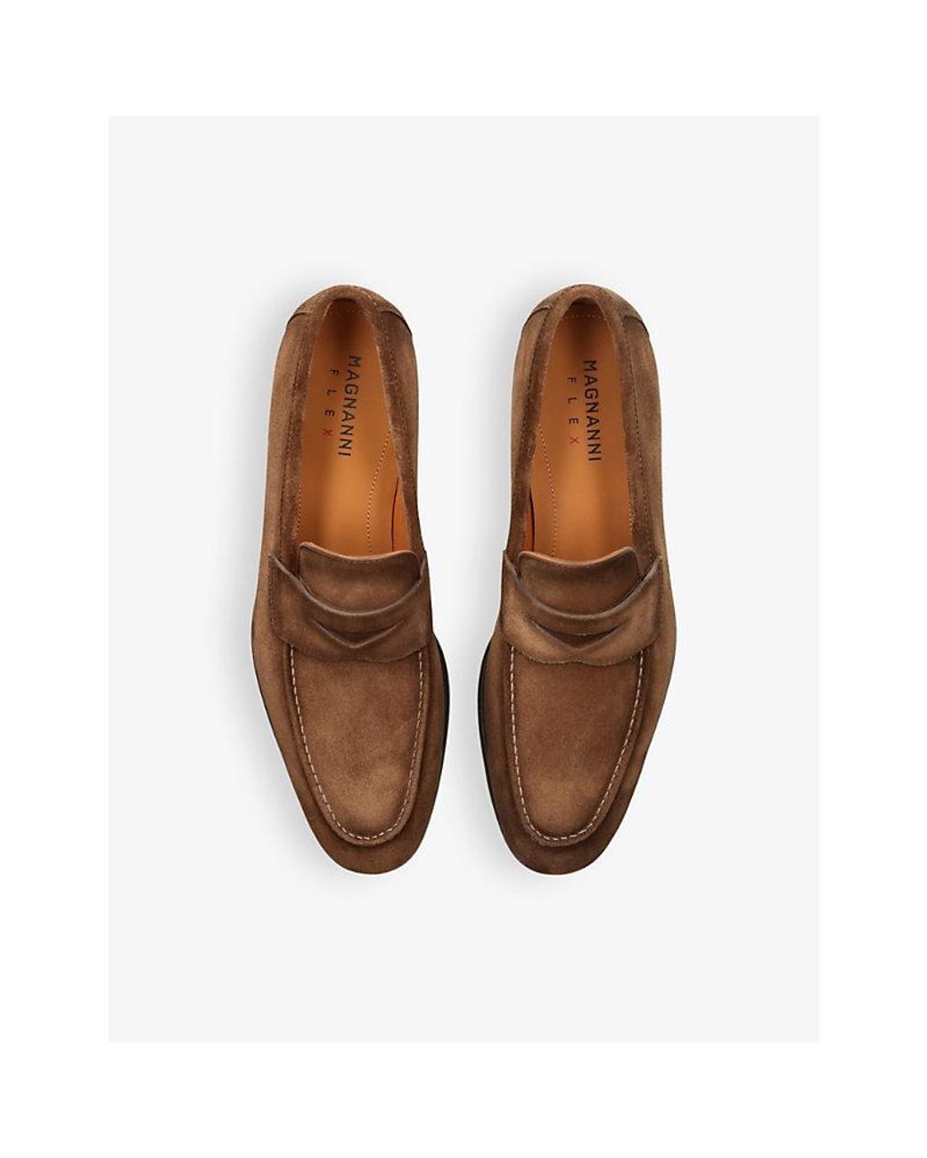 Magnanni Shoes Brown Diezma Suede Penny Loafers for men