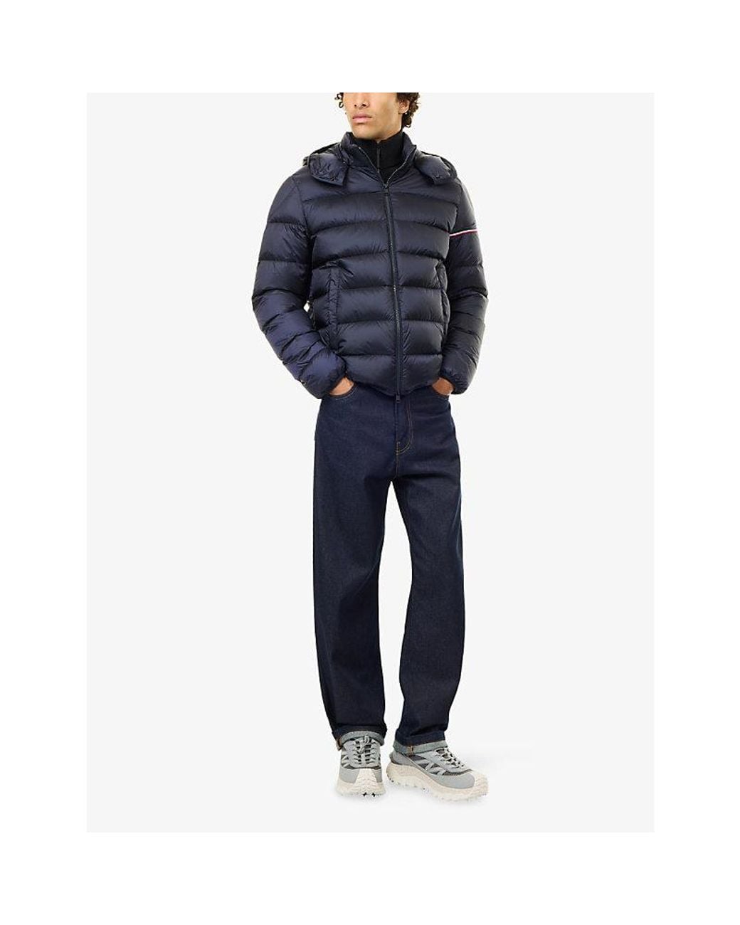 Moncler Blue Ravenlock Hooded Short Down Jacket for men