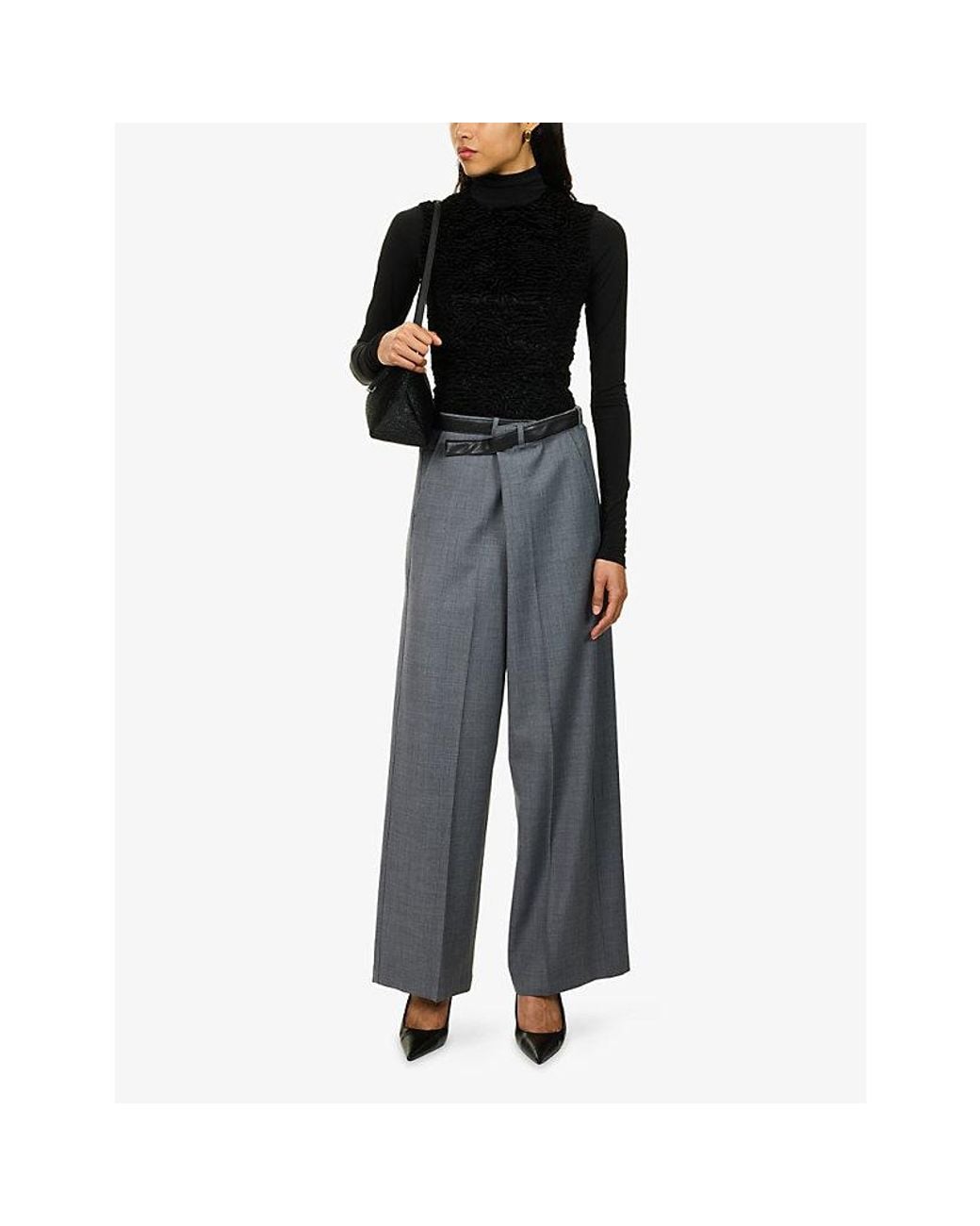 DARKPARK Gray Gaia Wide-Leg Wool Blend Trousers