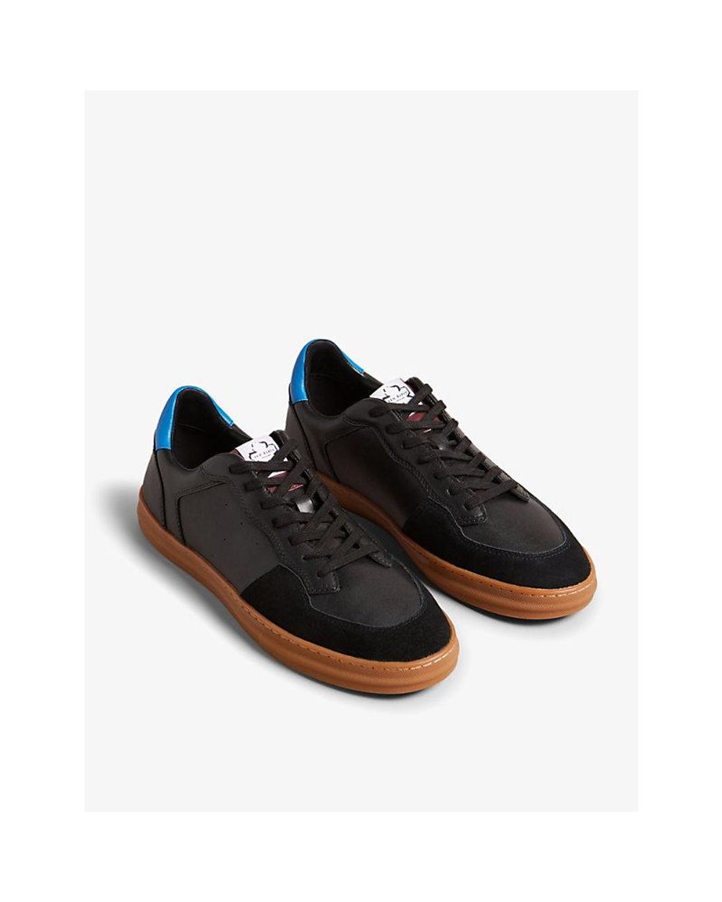 Ted Baker Logo-tab Leather And Suede Low-top Trainers in Black for Men |  Lyst