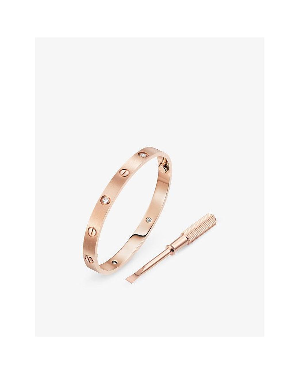 Cartier Natural Love Classic Brushed 18Ct Rose- And 0.42Ct Diamond Bracelet