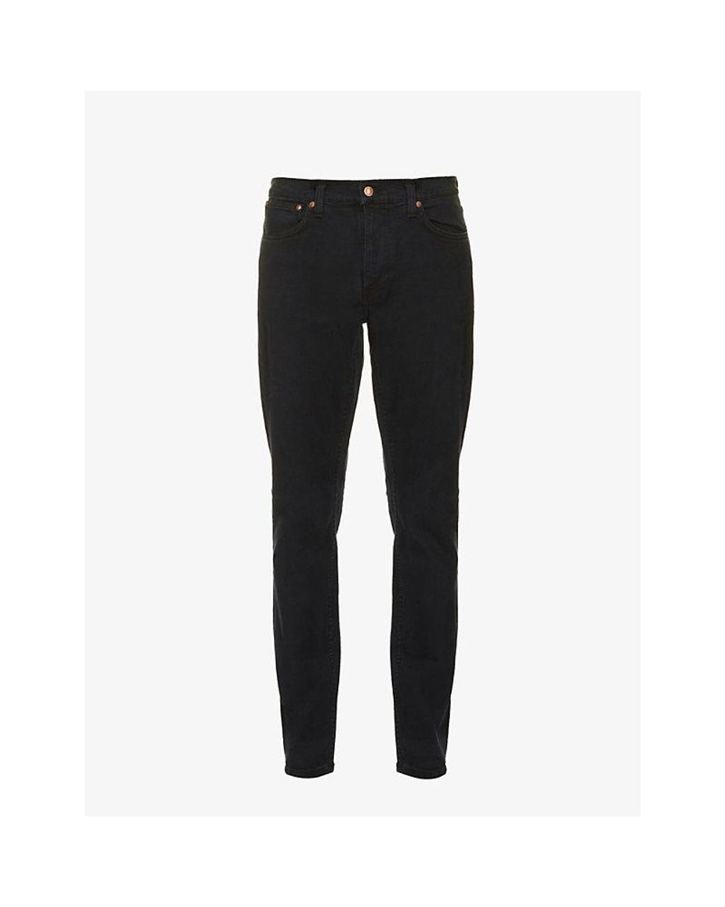 Nudie Jeans Black Lean Dean Slim-Fit Tapered Stretch-Denim Jeans for men