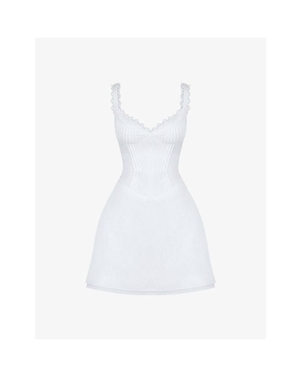 House Of Cb White Tilly Pin-Tuck Woven Mini Dress