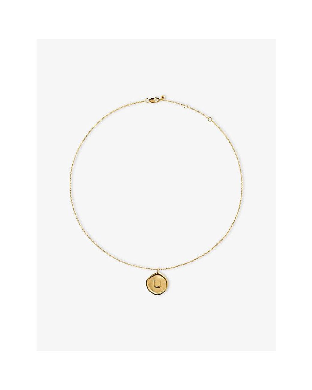 Monica Vinader Metallic Initial U Stamp 18Ct Vermeil Chain Necklace