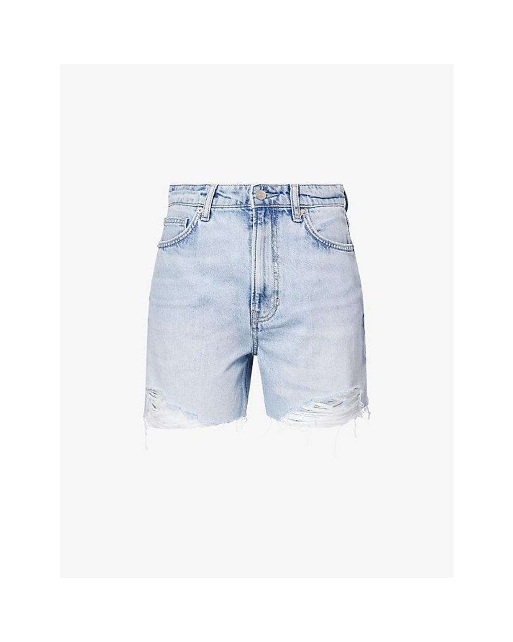 Reformation Blue Saige High-Rise Denim Shorts