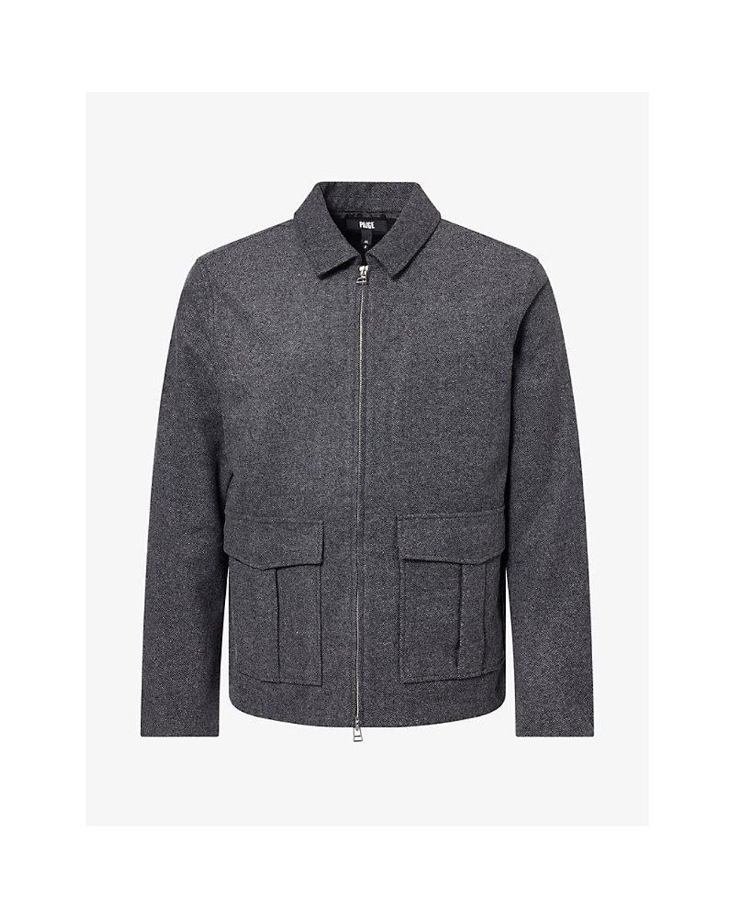 PAIGE Gray Dilworth Brushed-Texture Wool-Blend Jacket for men