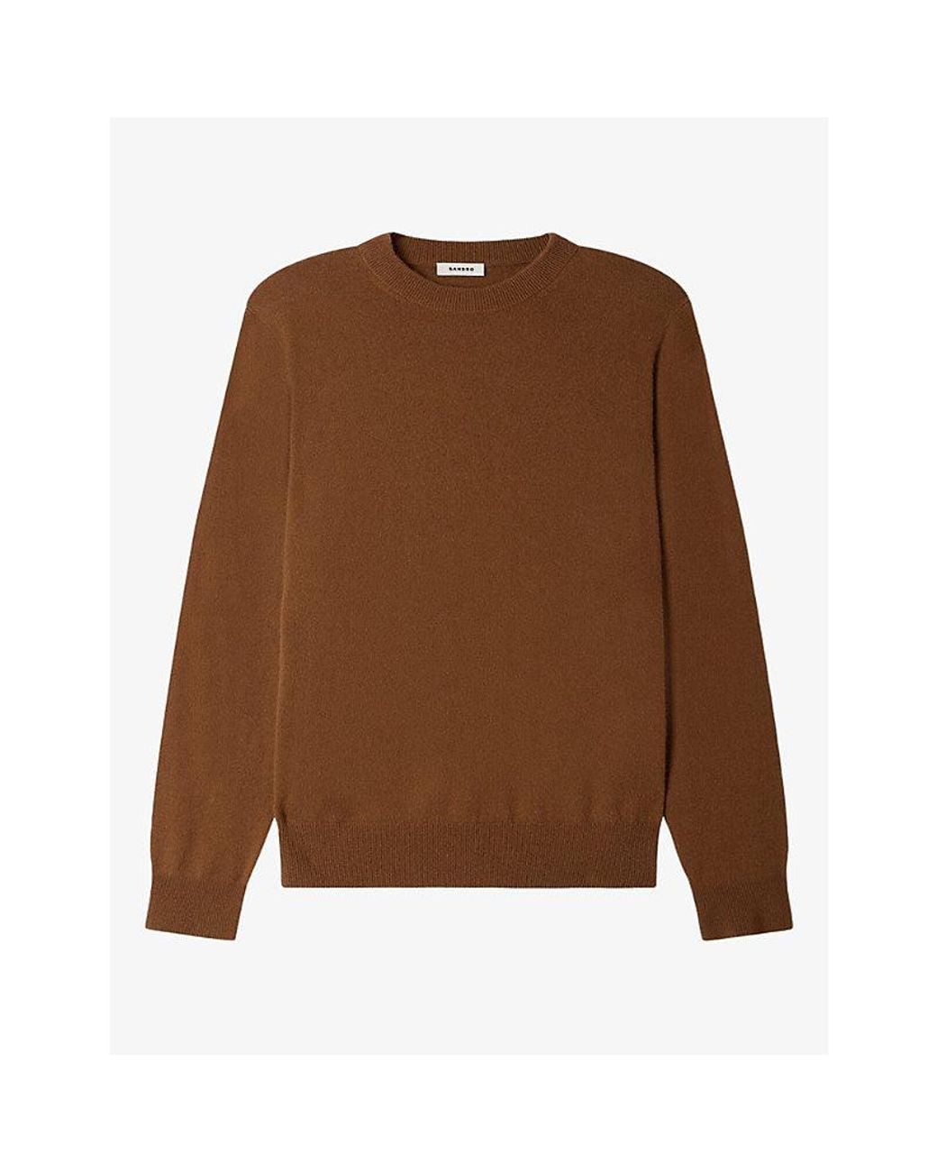 Sandro Brown Long-Sleeve Crewneck Cashmere Jumper for men