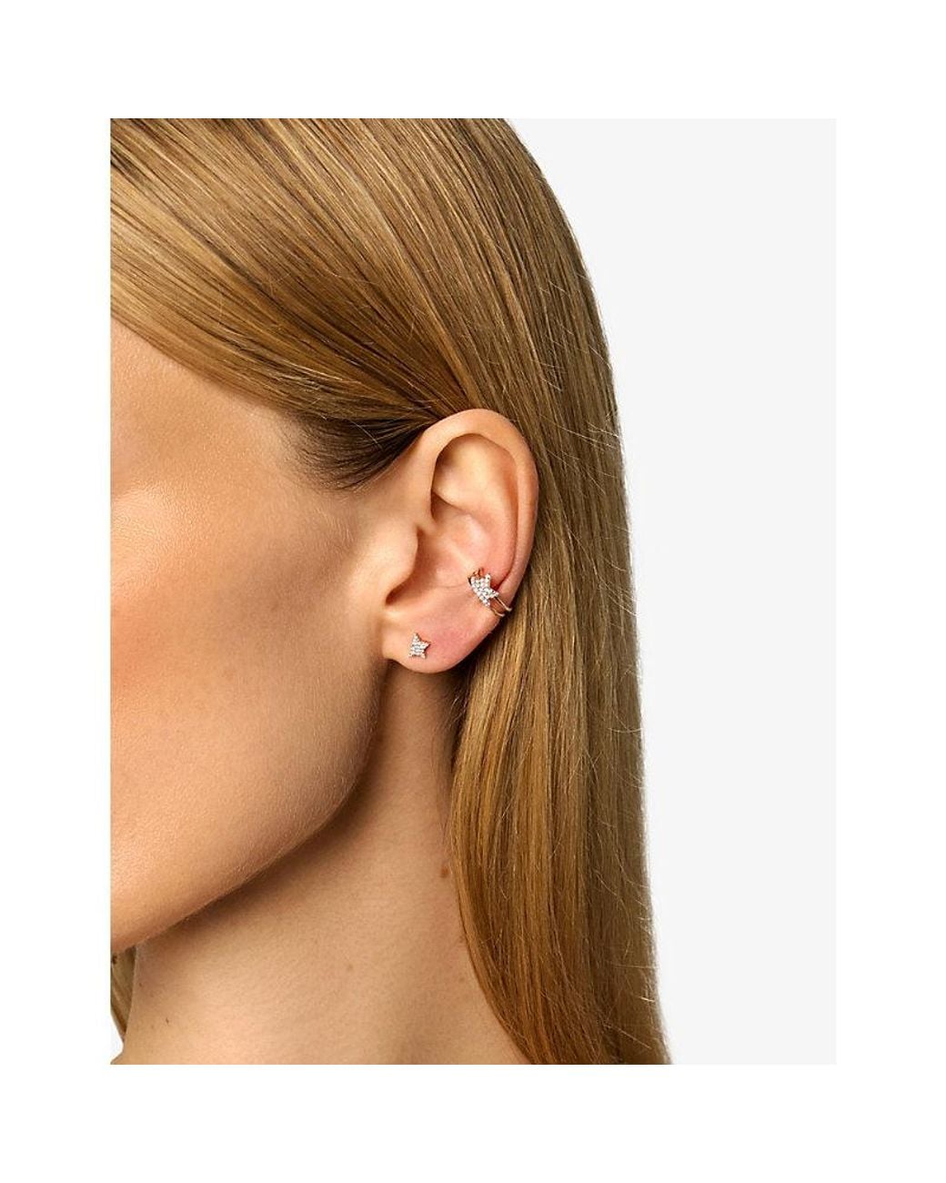 Kismet by Milka White Comet 0.08Ct Diamond Cuff Earing