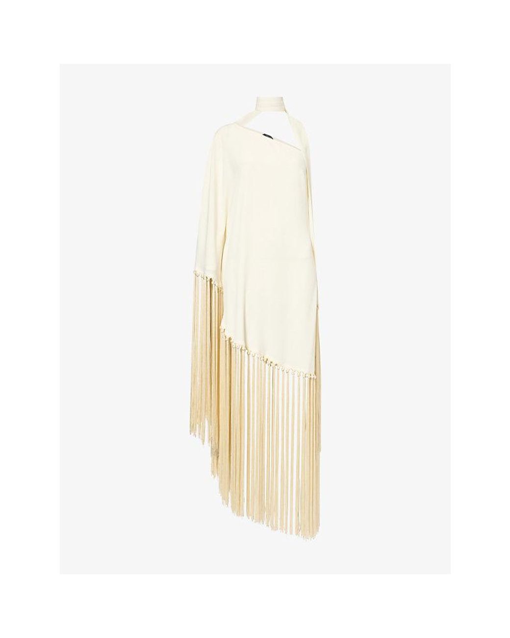 Taller Marmo Natural Gunilla Fringed Crepe Maxi Dress