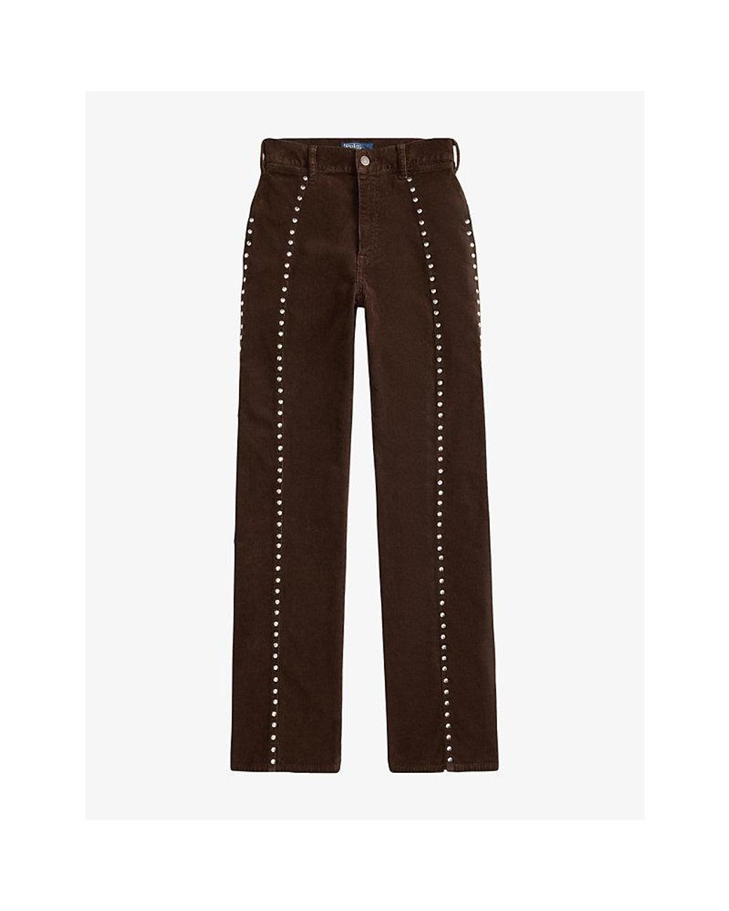 Polo Ralph Lauren Brown Studded Tapered-Leg Corduroy Trousers