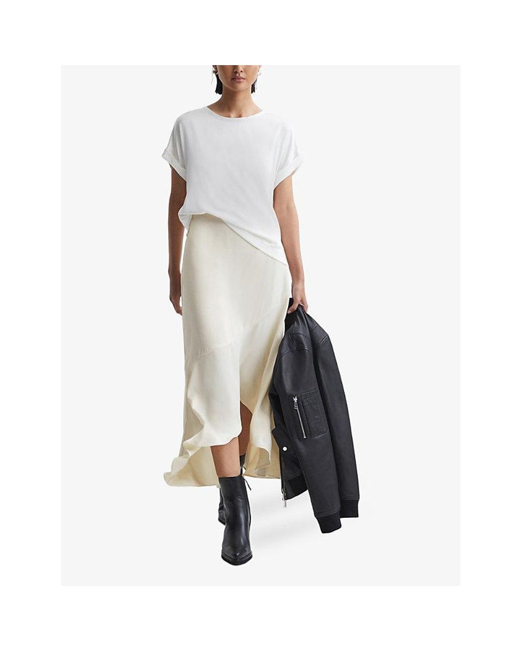 Satin midi top skirt reiss