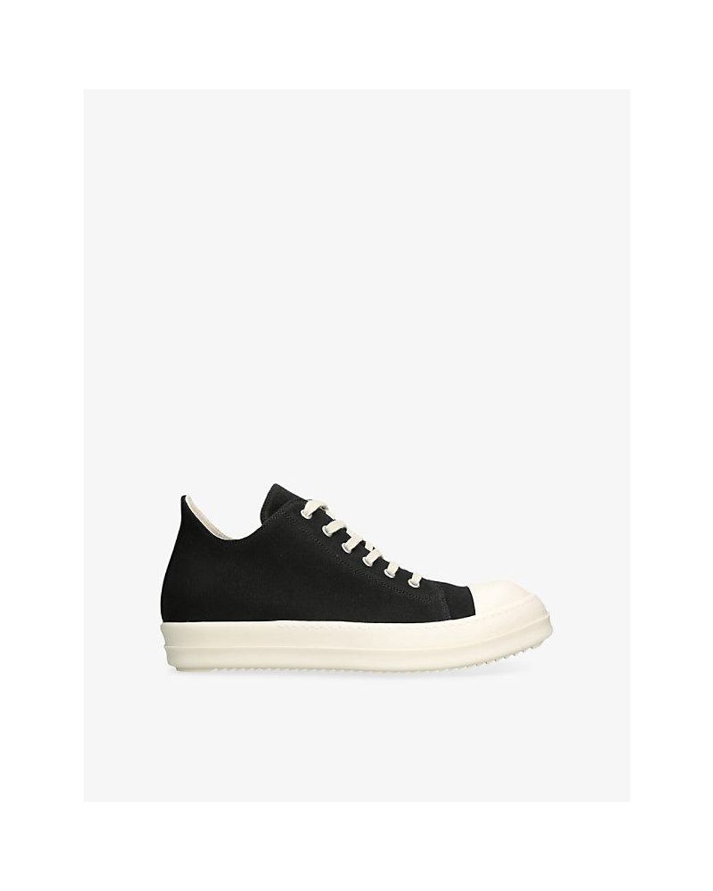 Rick Owens Black Contrast-Toe Canvas Low-Top Trainers
