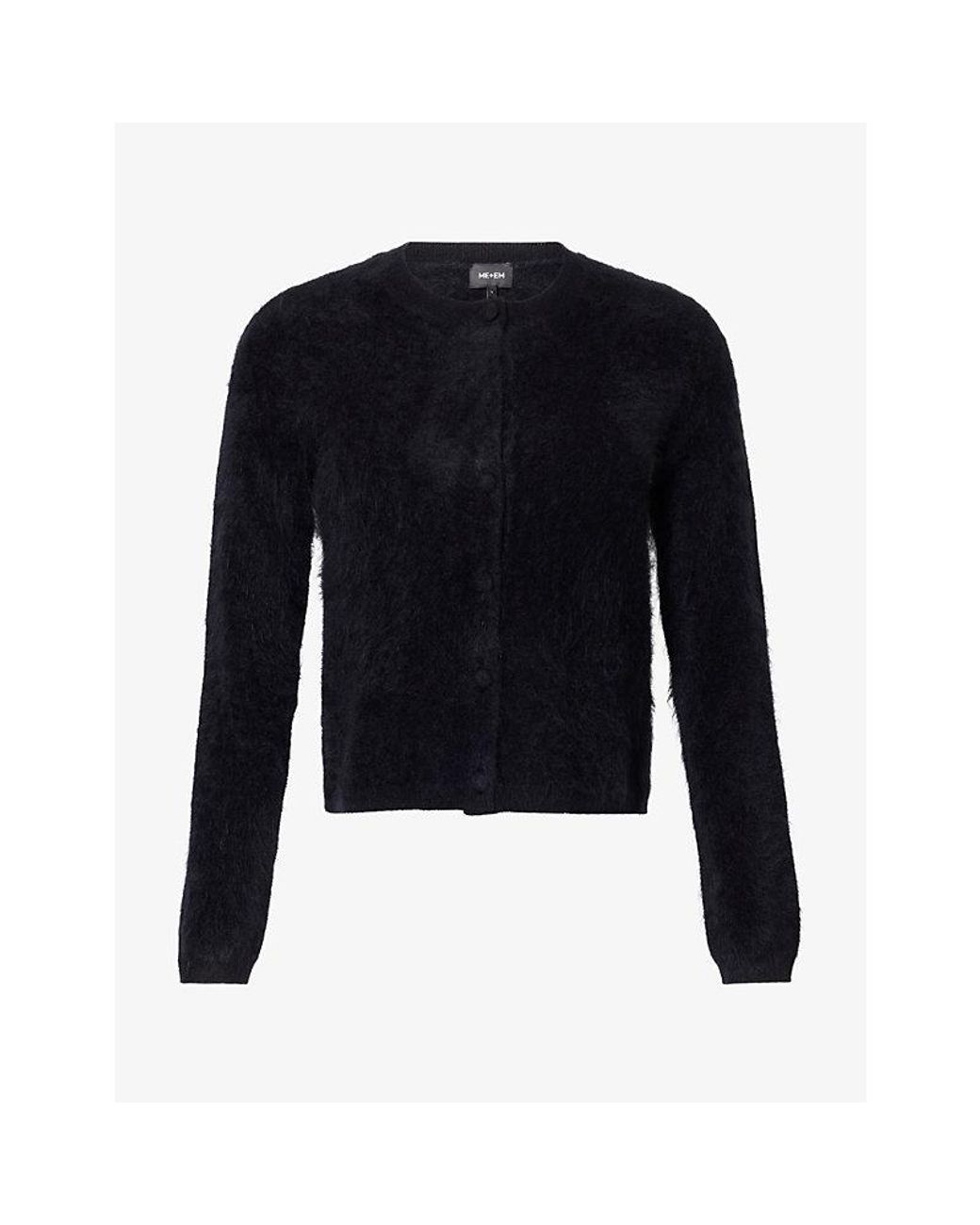 ME+EM Blue Round-Neck Brushed Cashmere Cardigan