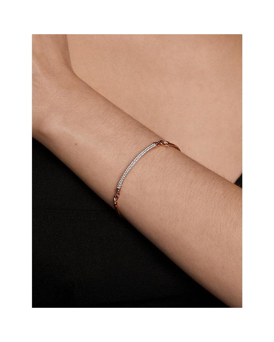 Astrid & Miyu White Pavé Knot-Plated 925 Sterling Bangle