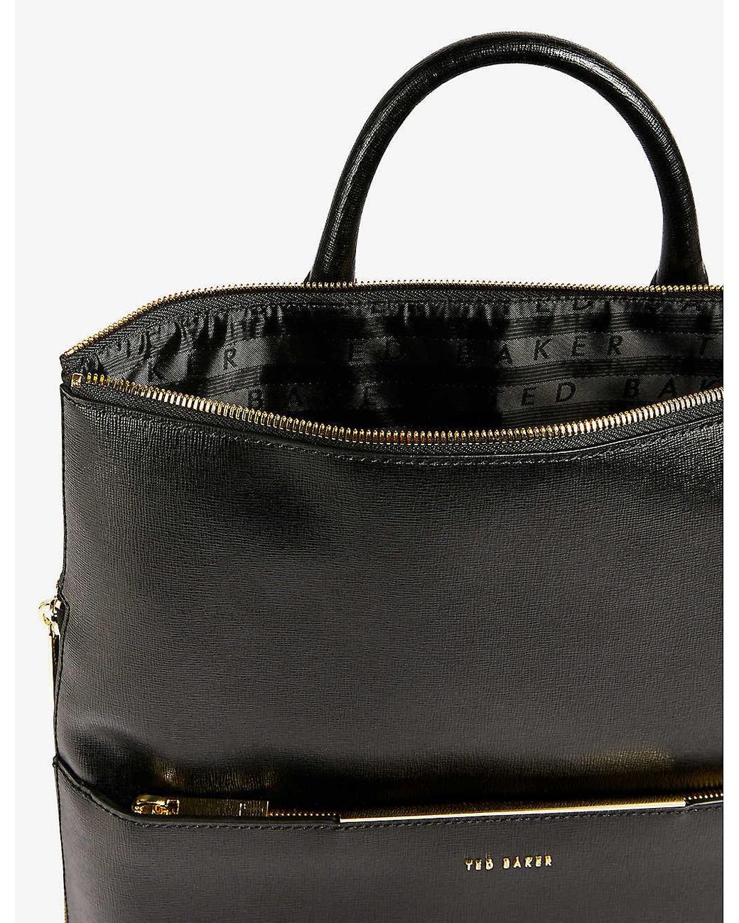 Ted Baker Krysten Bar-detail Saffiano Leather Mini Tote Bag in Black