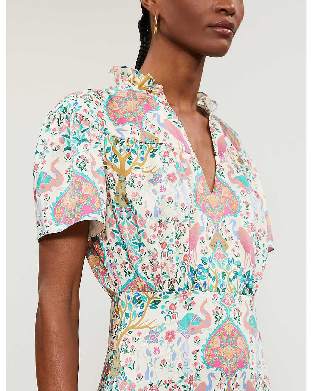 Sandro Irenn Graphic print Woven Midi Dress Lyst