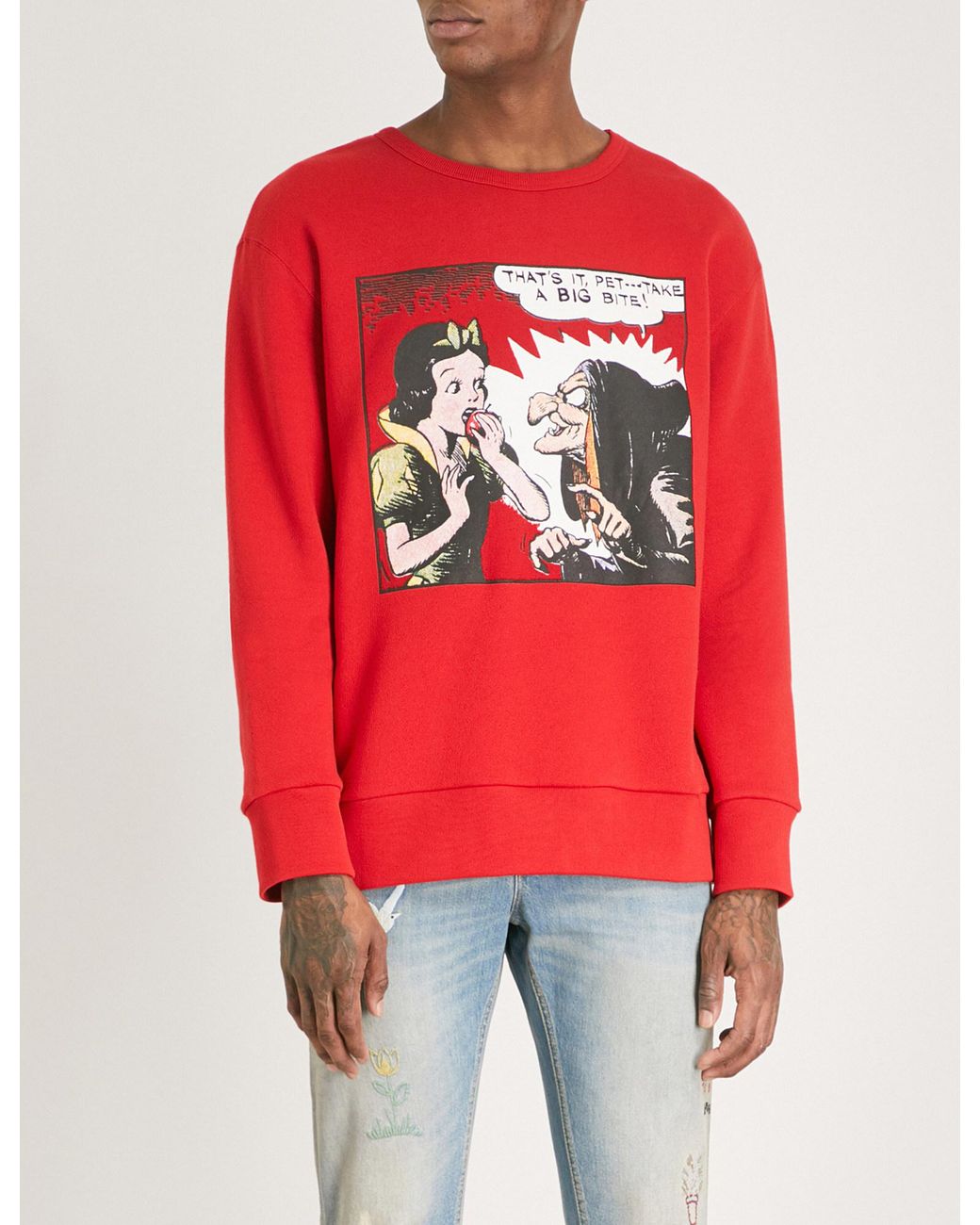 Echt Voorlopige naam Treinstation Gucci Snow White Cotton Sweatshirt in Red for Men | Lyst