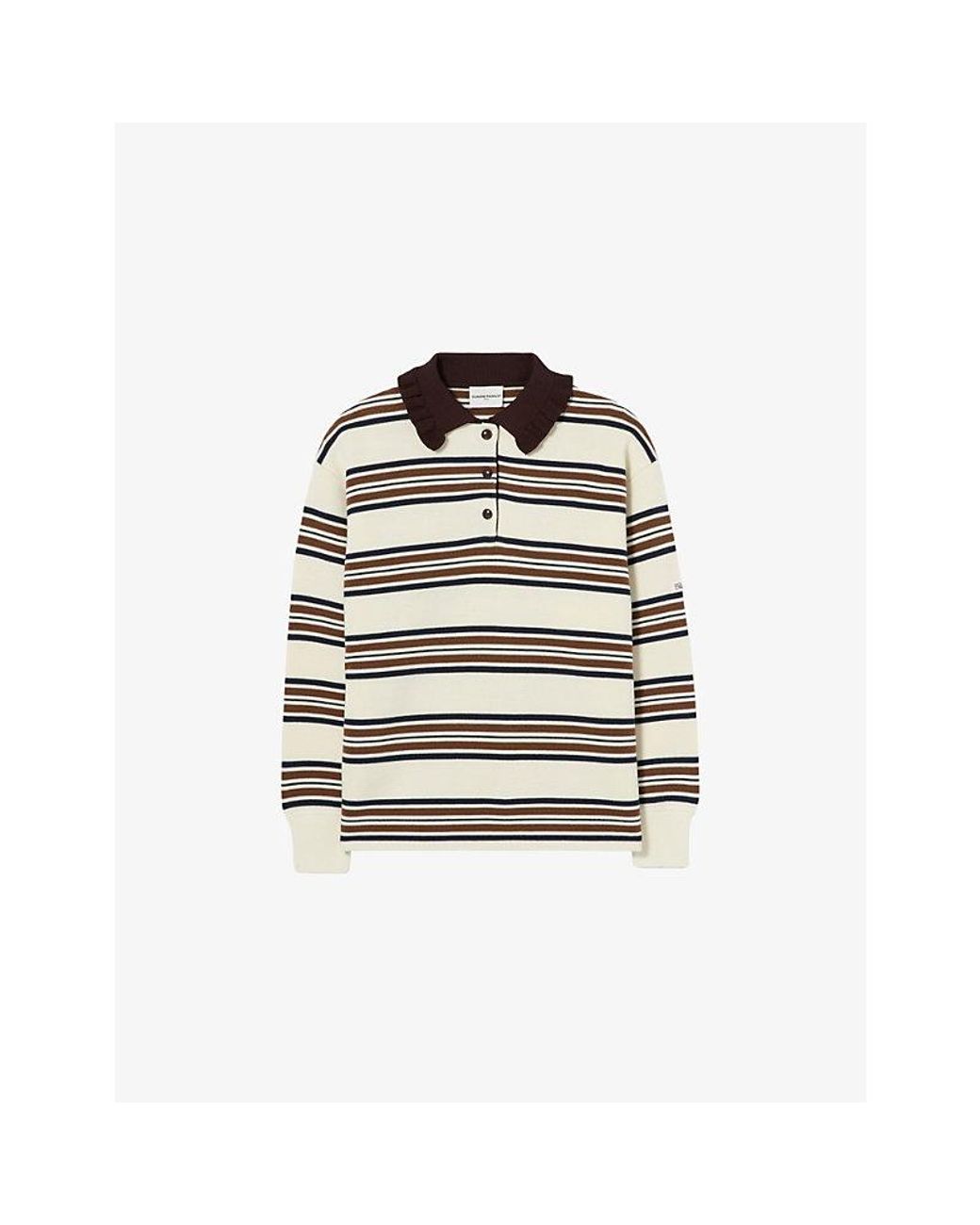 Claudie Pierlot White Oversized Striped Knitted Polo Jumper