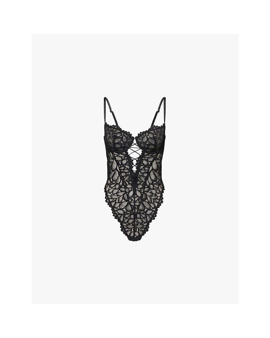 Savage x Fenty Black Savage Not Sorry Underwired Lace Teddy